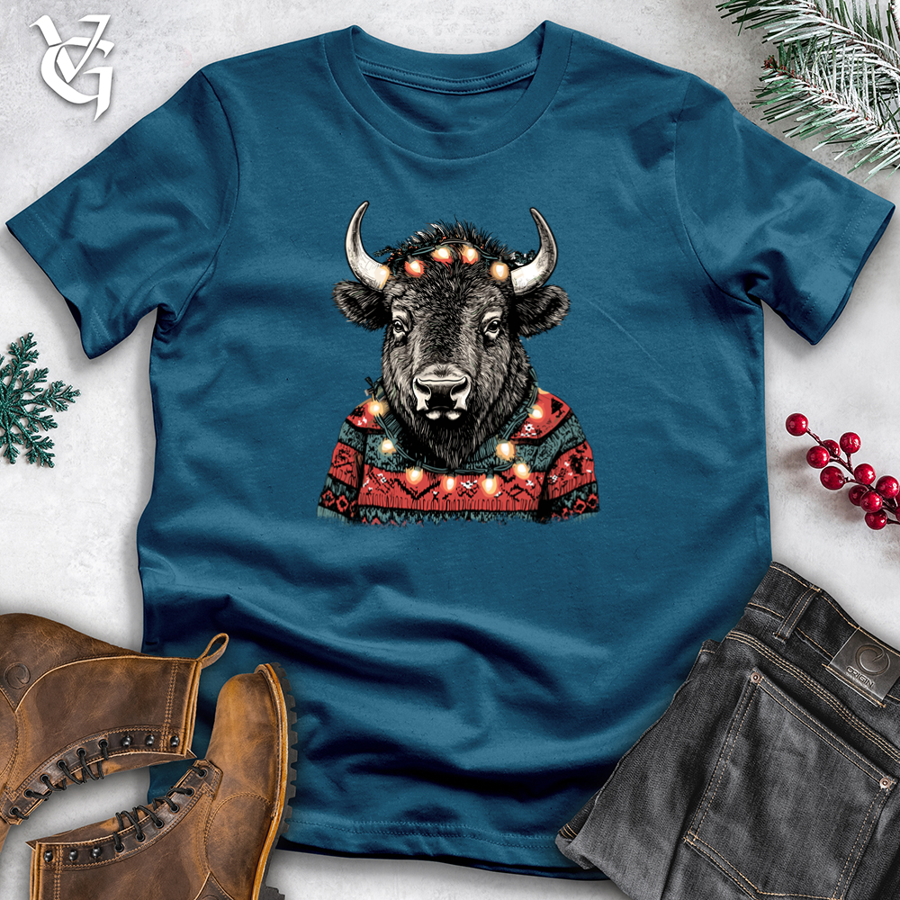 Merry Bison Lights Cotton Tee