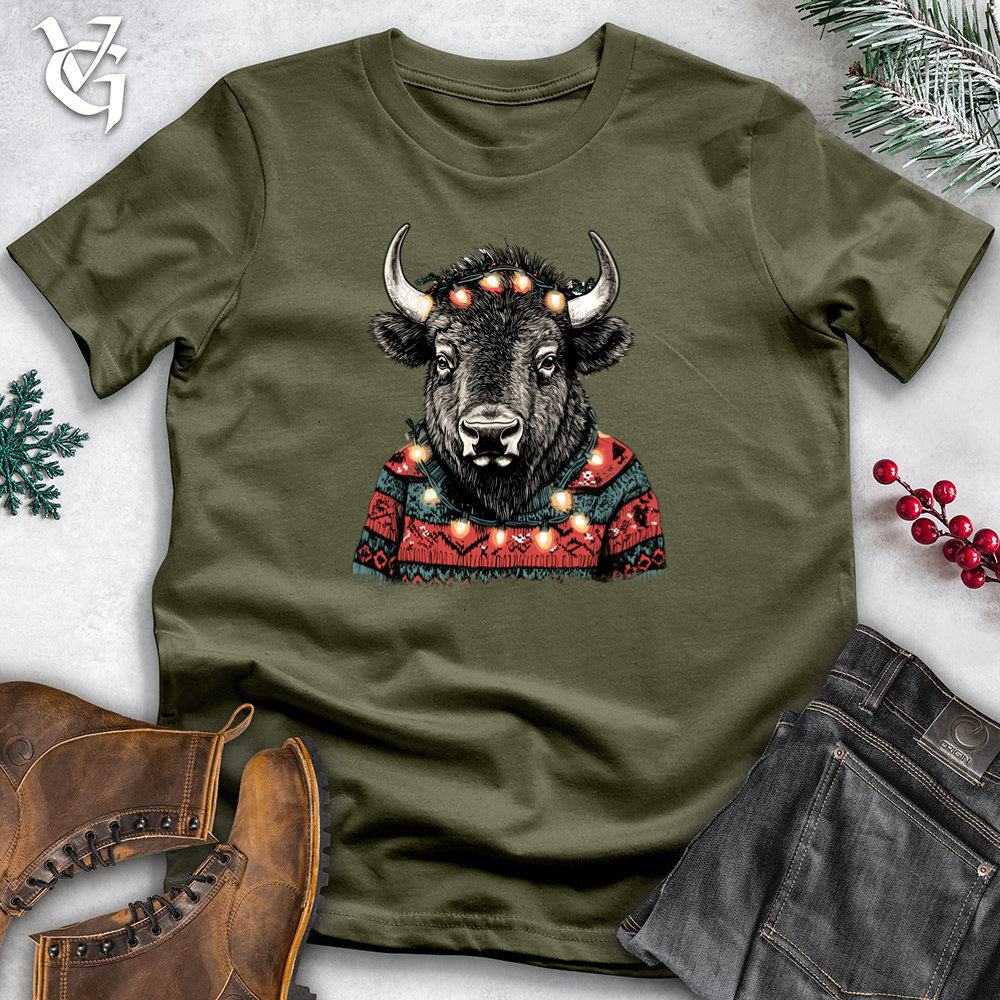 Merry Bison Lights Cotton Tee