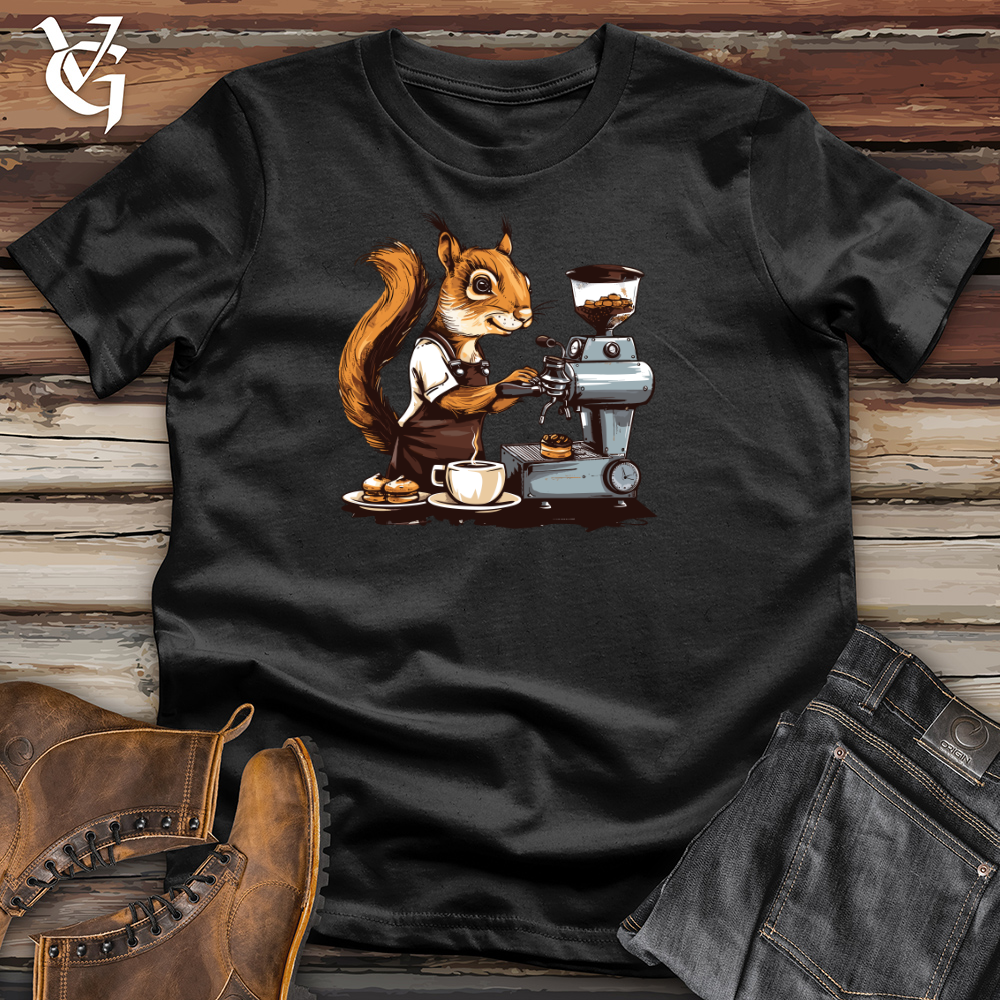 Viking Goods Barista Squirrel Brew Cotton Tee Deep Teal / L