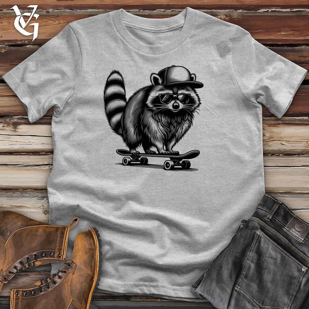 Raccoon Skateboarder Cotton Tee