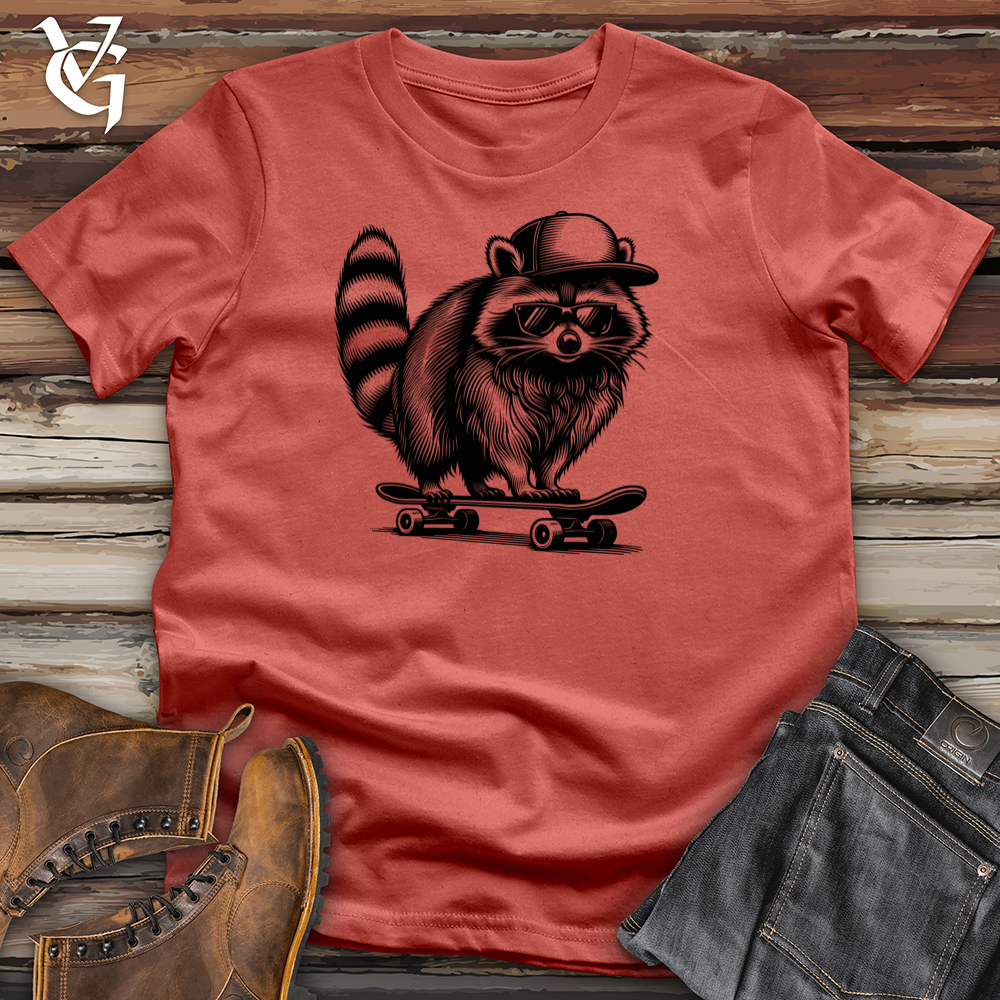 Raccoon Skateboarder Cotton Tee