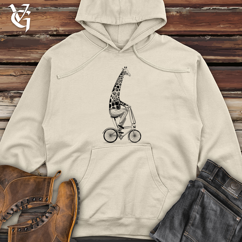 Cycling Giraffe Midweight Hooded Sweatshirt