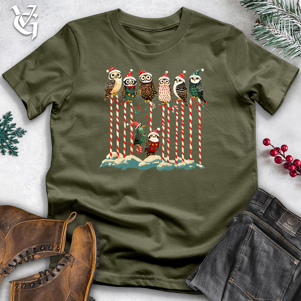 Candy Cane Owls Cotton Tee