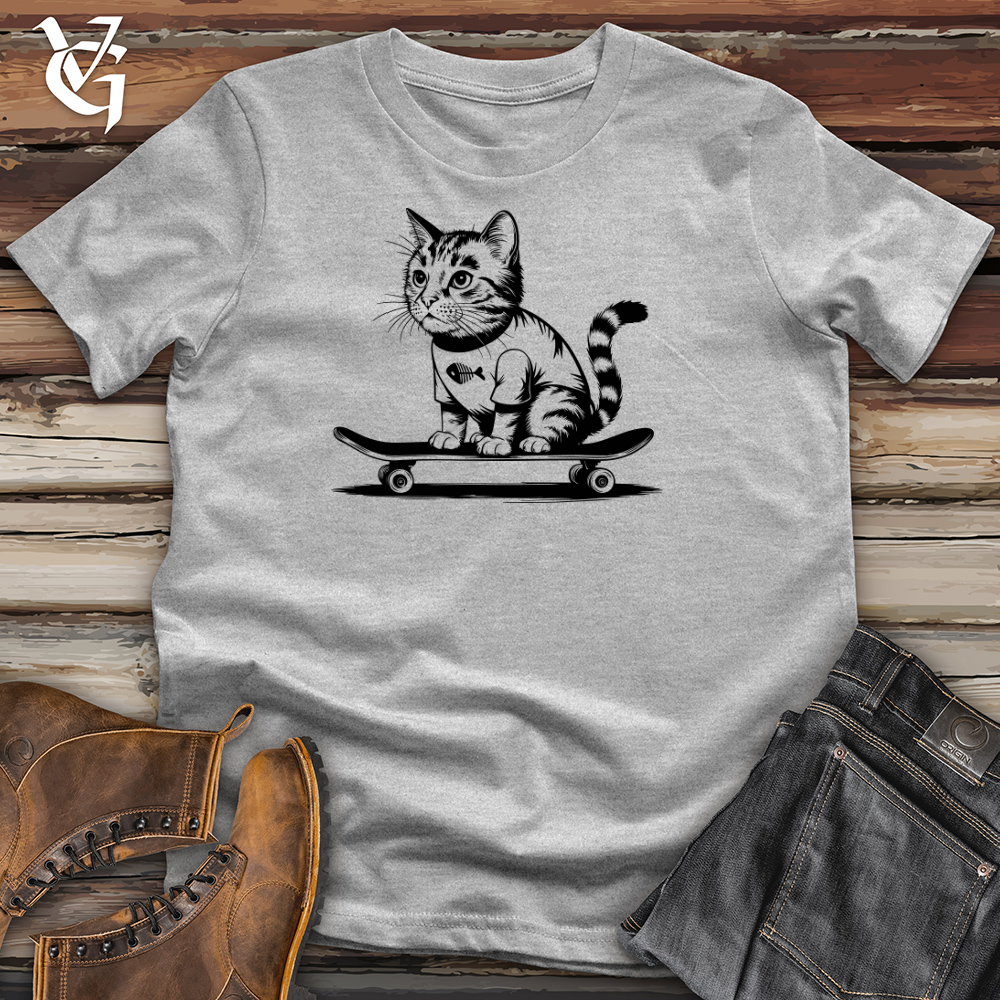 Cat With Skateboard Cotton Tee