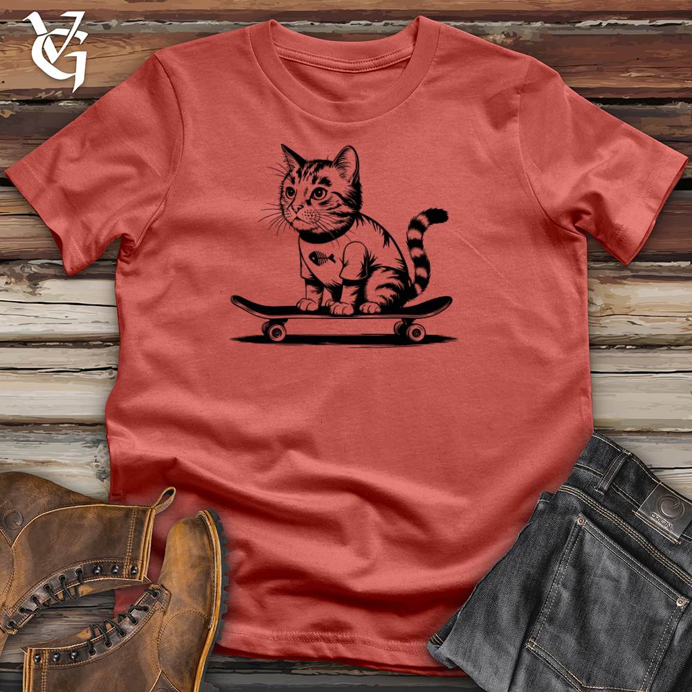 Cat With Skateboard Cotton Tee