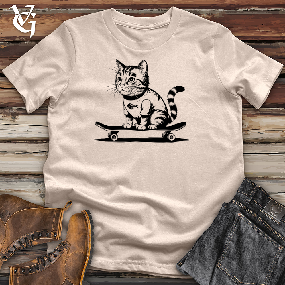 Cat With Skateboard Cotton Tee