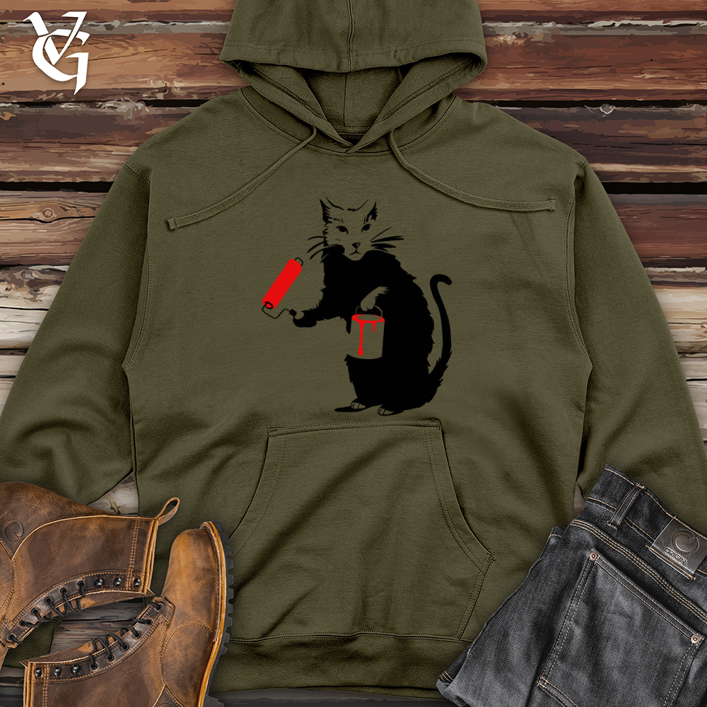Painting Cat Midweight Hooded Sweatshirt