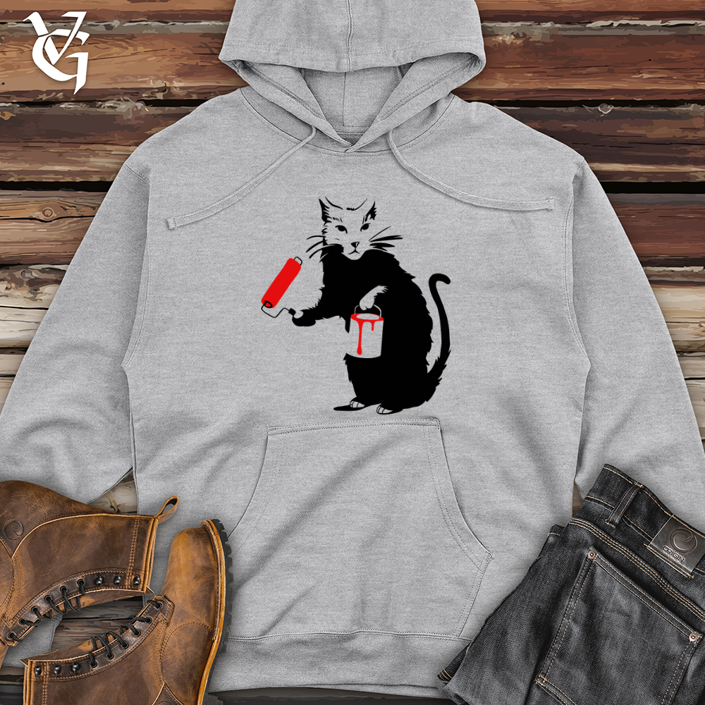 Painting Cat Midweight Hooded Sweatshirt