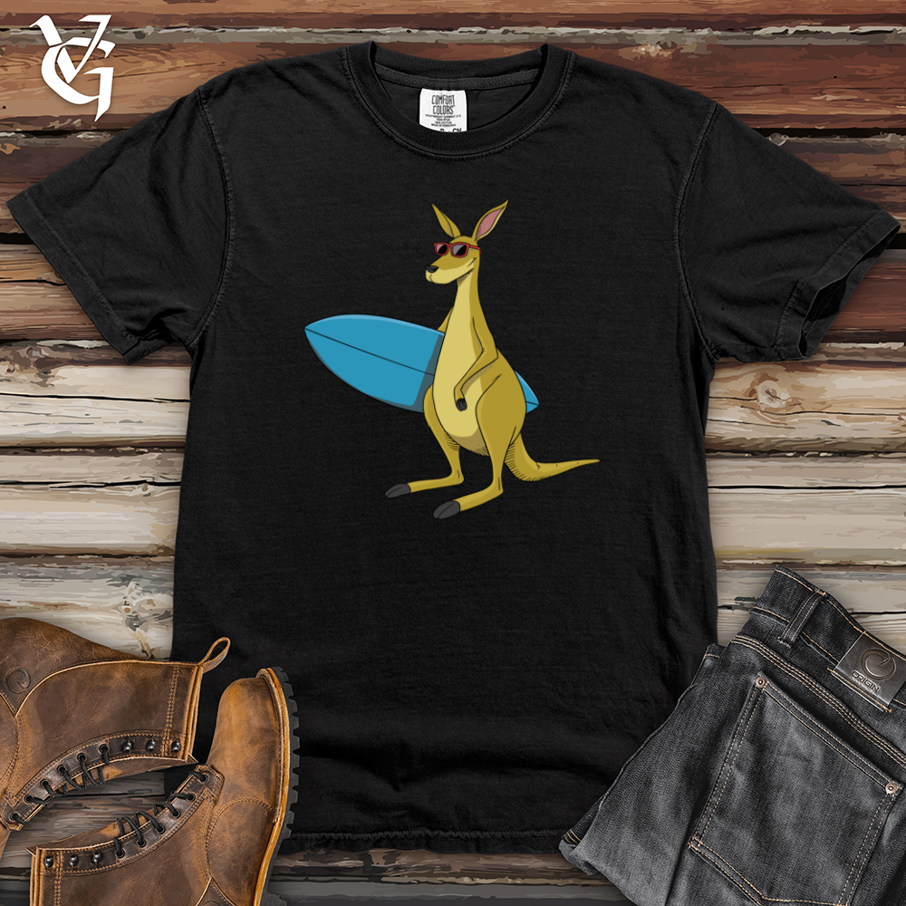 Kangaroo With Surfboard Heavy Cotton Comfort Colors Tee