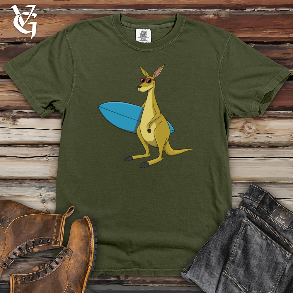 Kangaroo With Surfboard Heavy Cotton Comfort Colors Tee