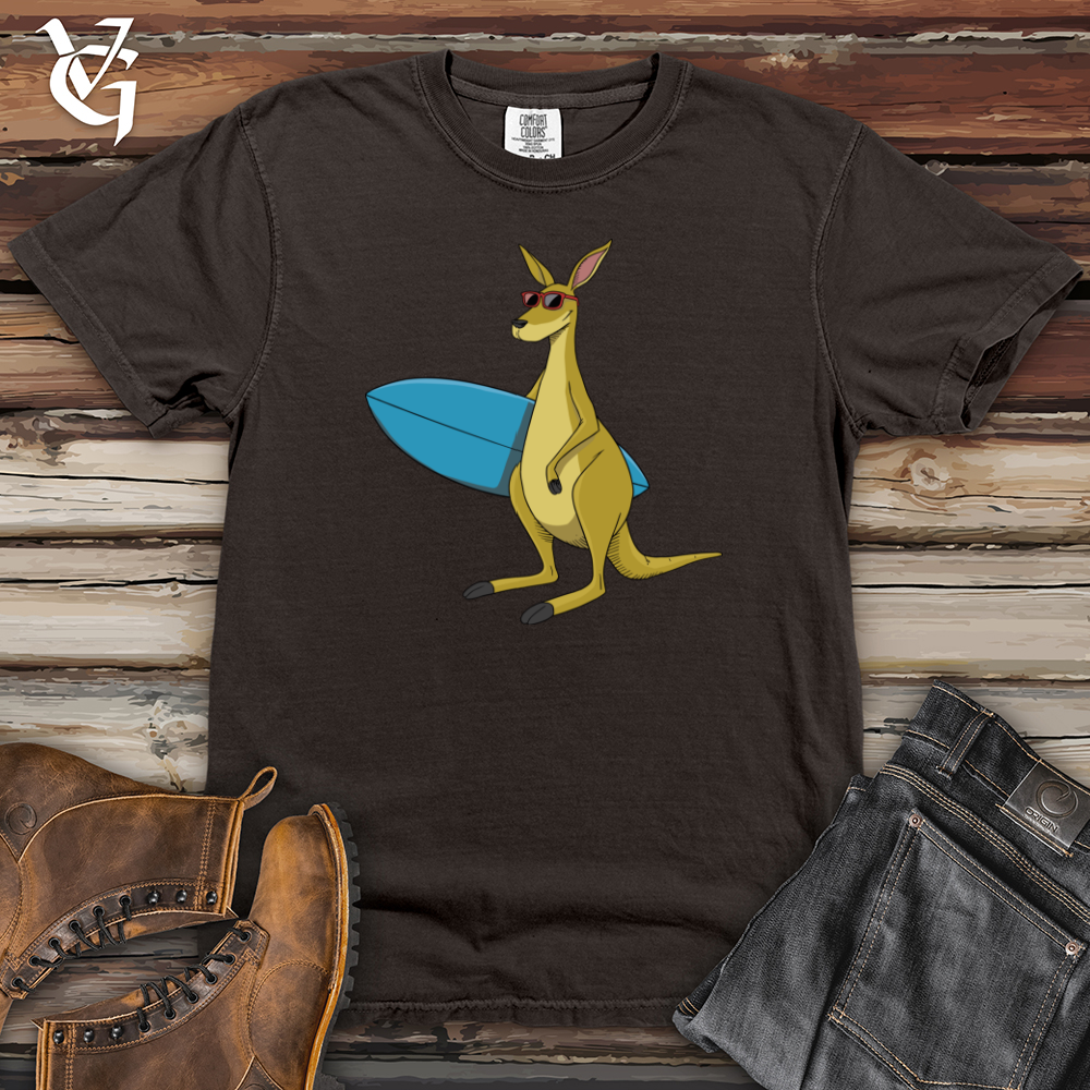 Kangaroo With Surfboard Heavy Cotton Comfort Colors Tee