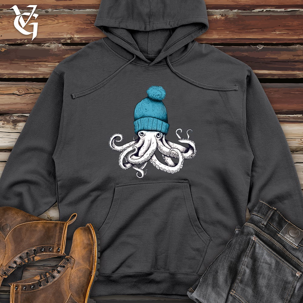 Octopus Wearing Beanie Midweight Hooded Sweatshirt