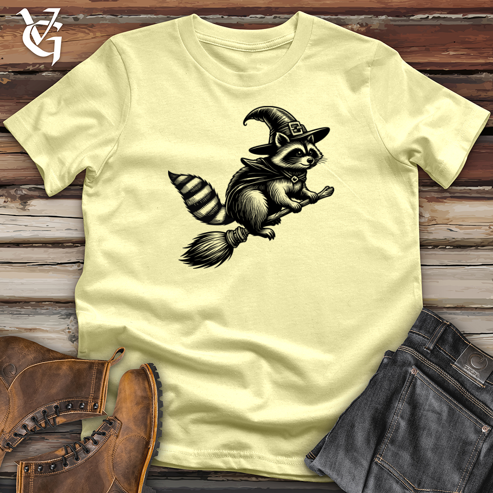 Raccoon Flying Broomstick Softstyle Tee