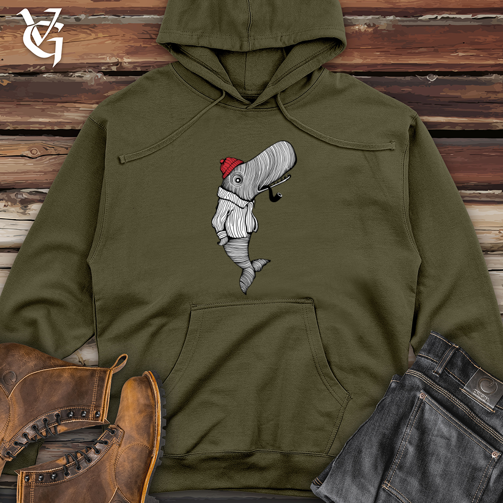 Whale With Pipe Midweight Hooded Sweatshirt