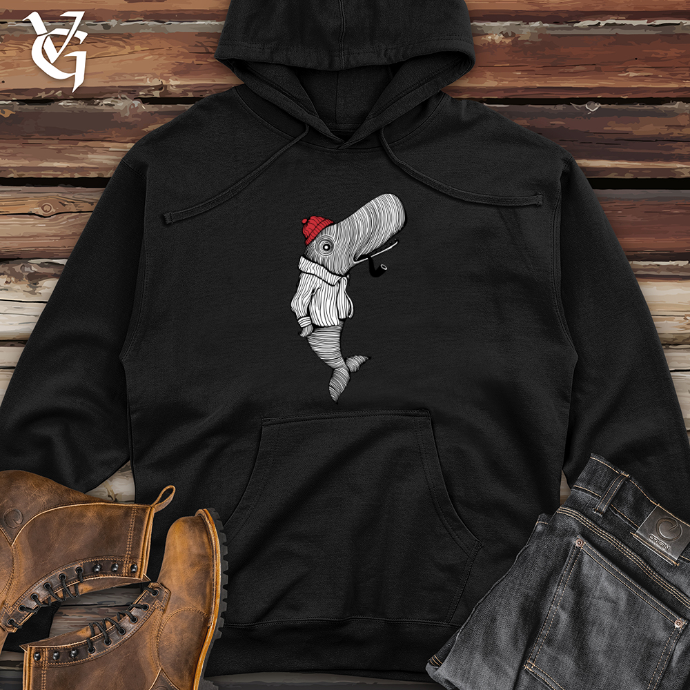 Whale With Pipe Midweight Hooded Sweatshirt