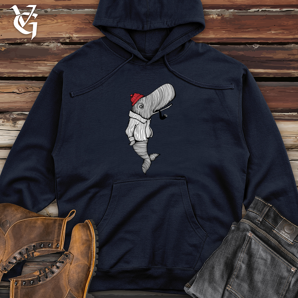 Whale With Pipe Midweight Hooded Sweatshirt