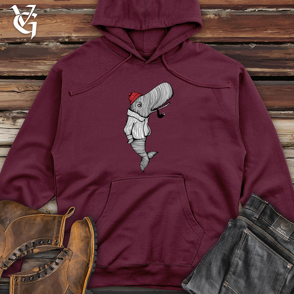 Whale With Pipe Midweight Hooded Sweatshirt