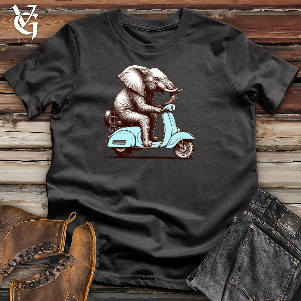 Elephant  Sitting Top a Scooter Cotton Tee