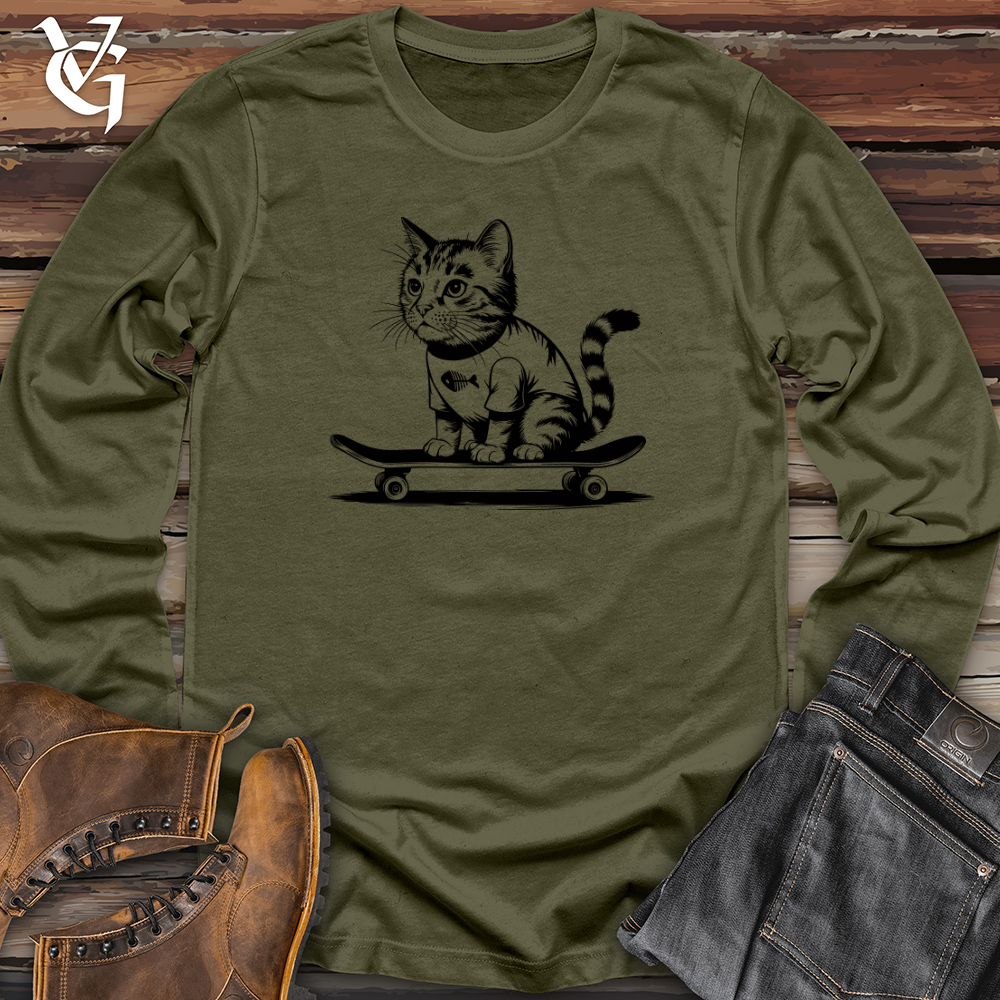 Cat With Skateboard Long Sleeve