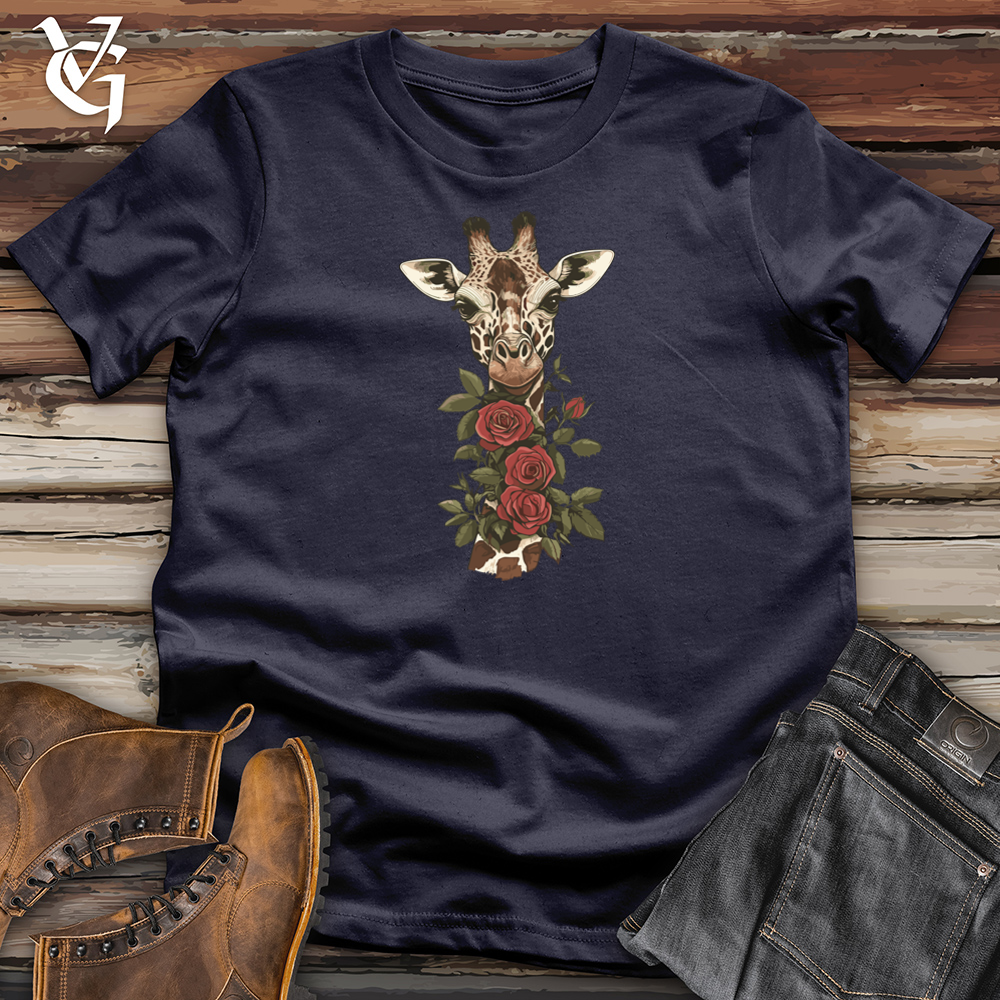 Giraffe Roses Cotton Tee