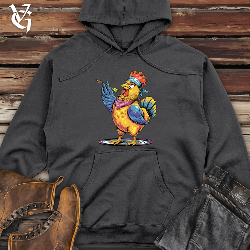 Chicken Throwing Darts Midweight Hooded Sweatshirt