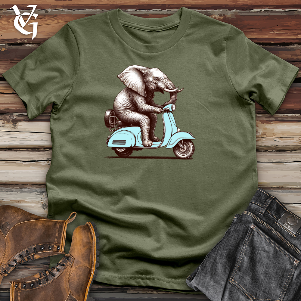 Elephant  Sitting Top a Scooter Softstyle Tee