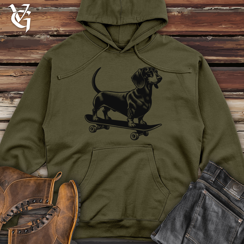 Dog Skateboarder Midweight Hooded Sweatshirt