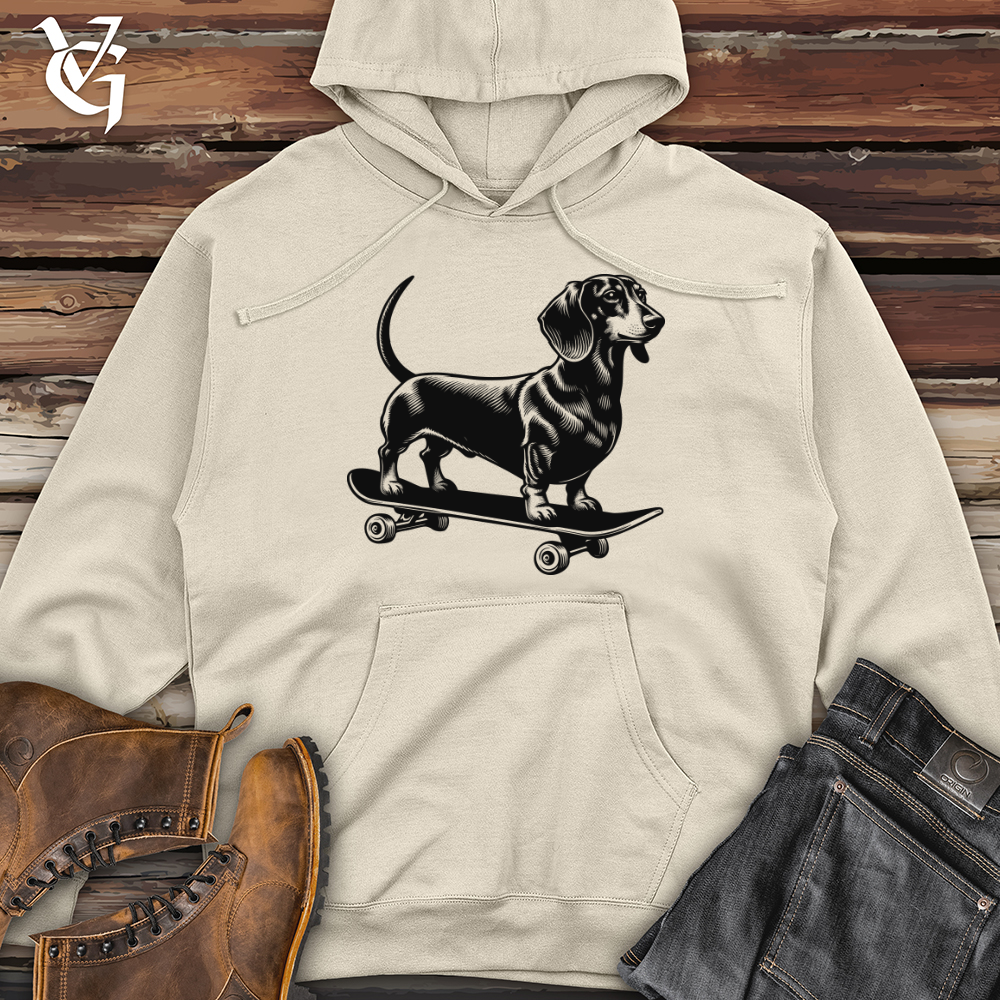 Dog Skateboarder Midweight Hooded Sweatshirt