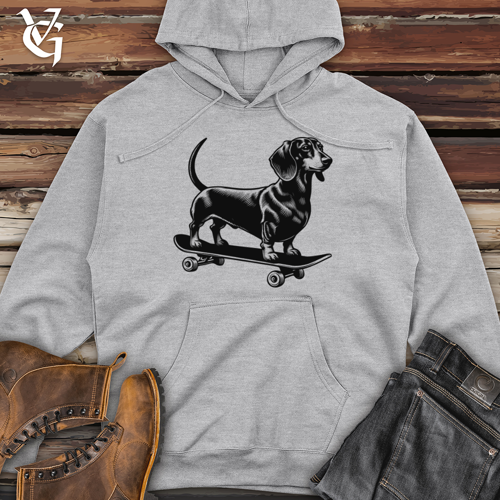 Dog Skateboarder Midweight Hooded Sweatshirt