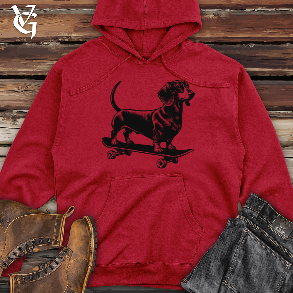 Dog Skateboarder Midweight Hooded Sweatshirt