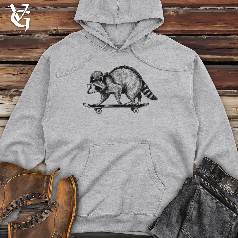 Raccoon Skateboarding Midweight Hooded Sweatshirt