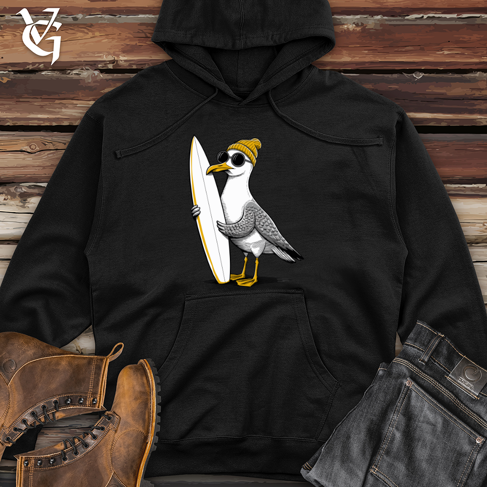 Surfing Seagull Midweight Hooded Sweatshirt