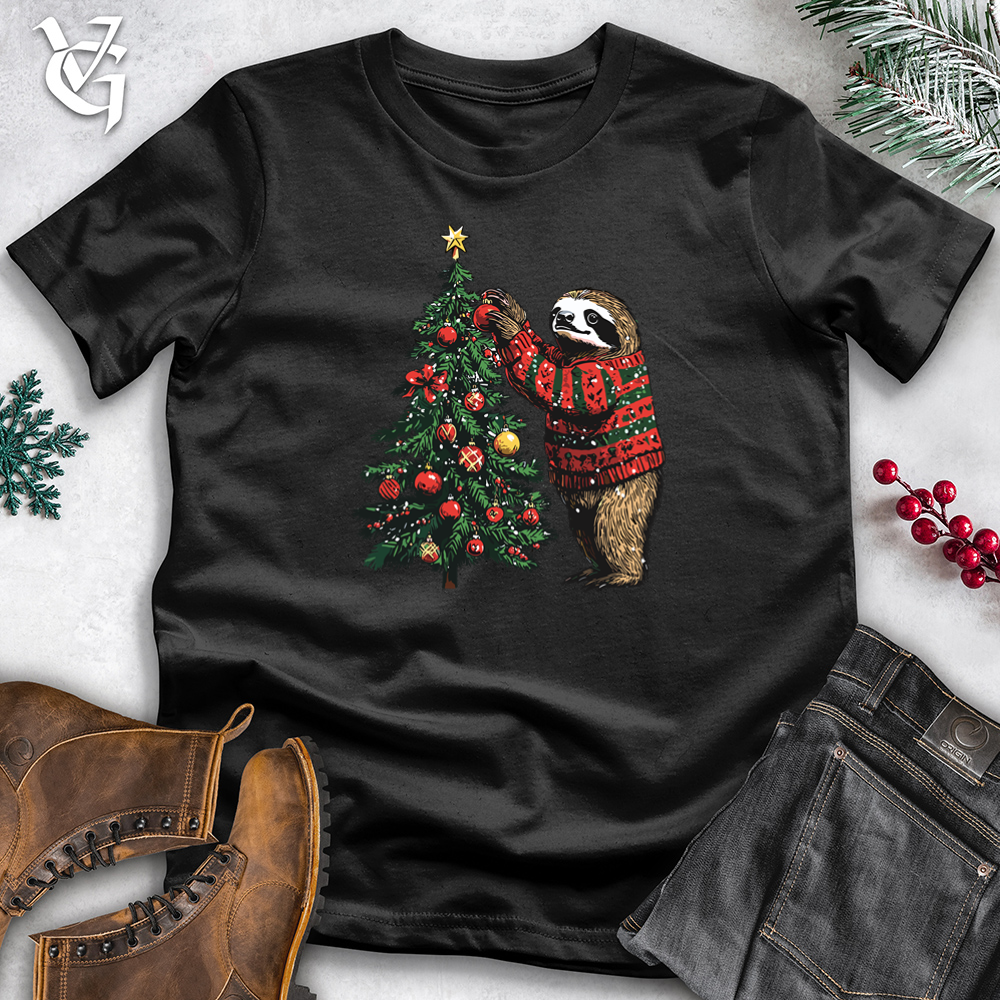 Sloth Christmas Decorations Cotton Tee