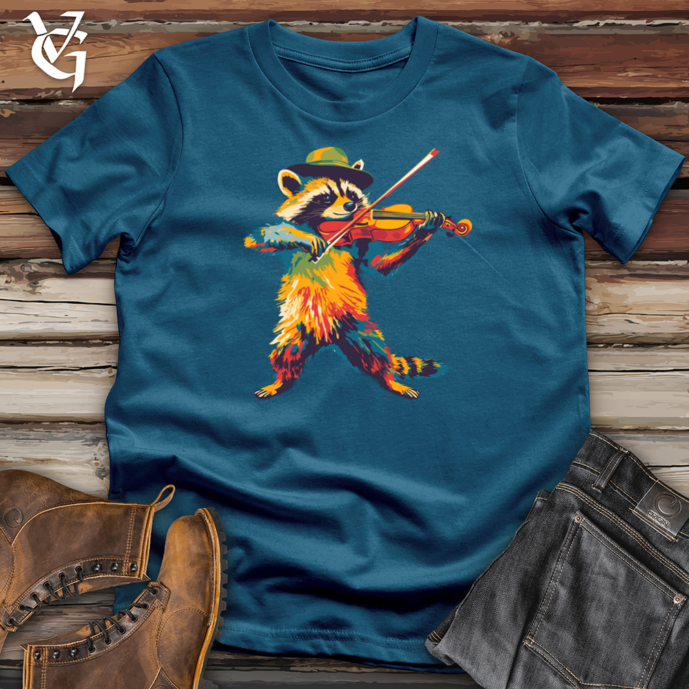 Hipster Raccoon Violinist Cotton Tee
