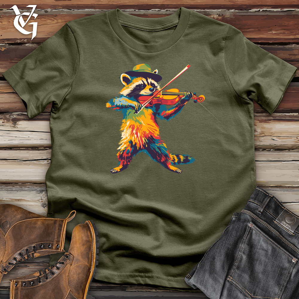 Hipster Raccoon Violinist Cotton Tee