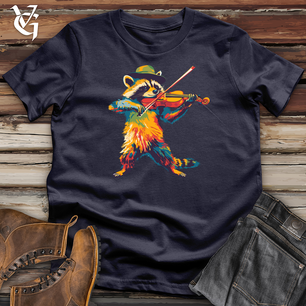 Hipster Raccoon Violinist Cotton Tee