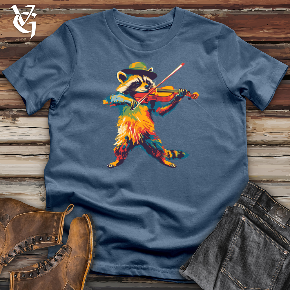 Hipster Raccoon Violinist Cotton Tee