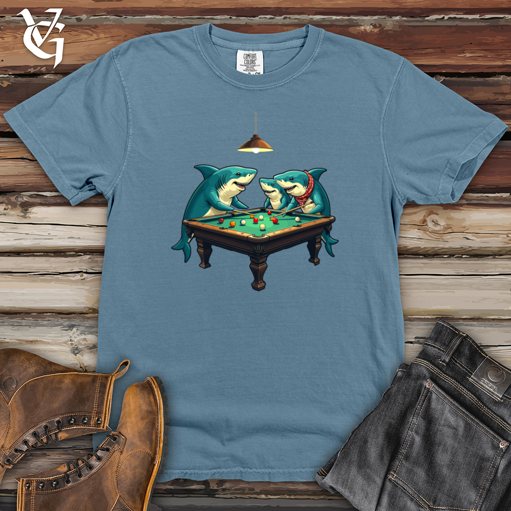 Sharks Around the Pool Table Heavy Cotton Comfort Colors Tee