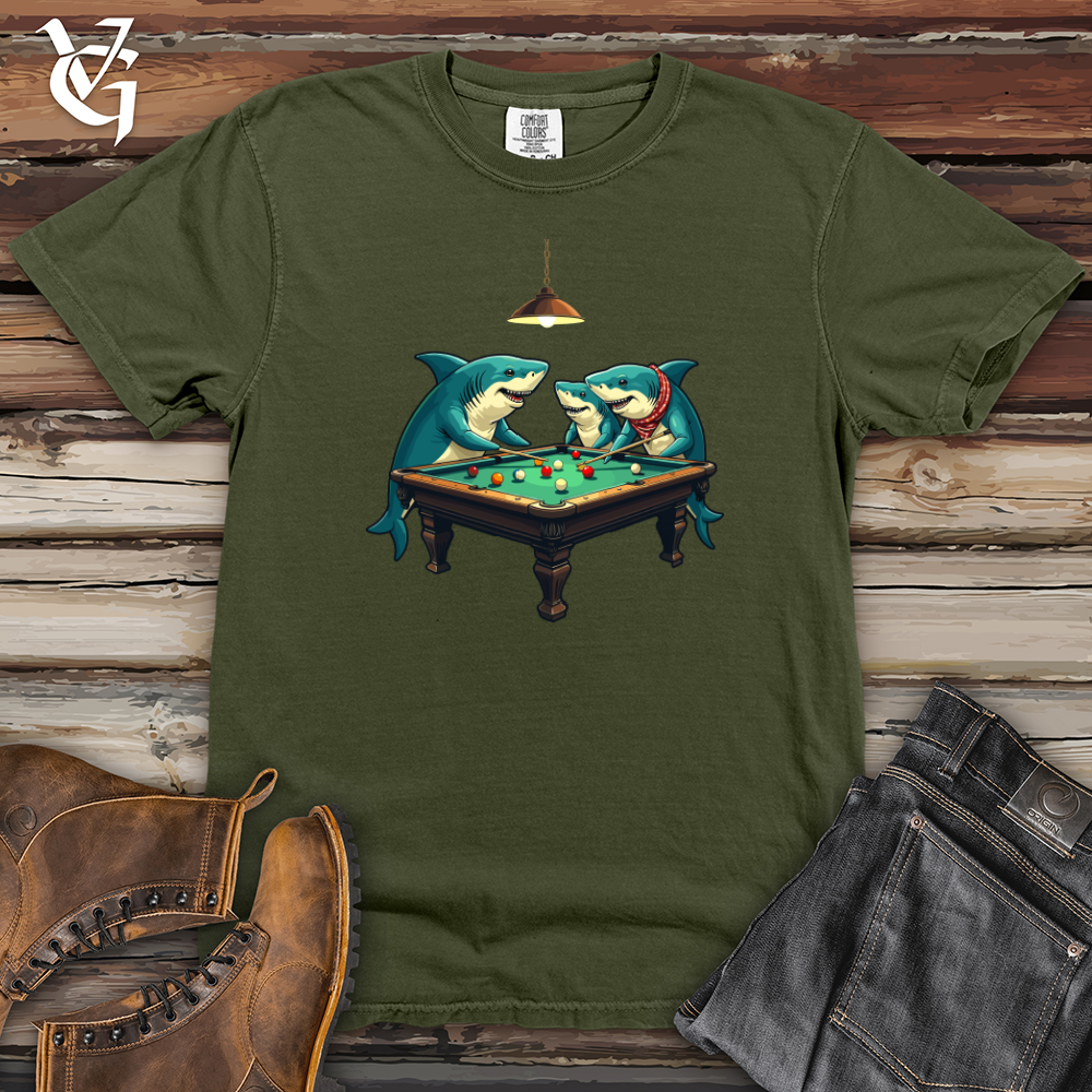 Sharks Around the Pool Table Heavy Cotton Comfort Colors Tee