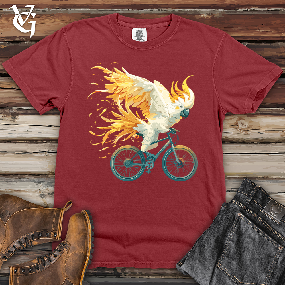 Cockatoo Riding A Bike Heavy Cotton Comfort Colors Tee