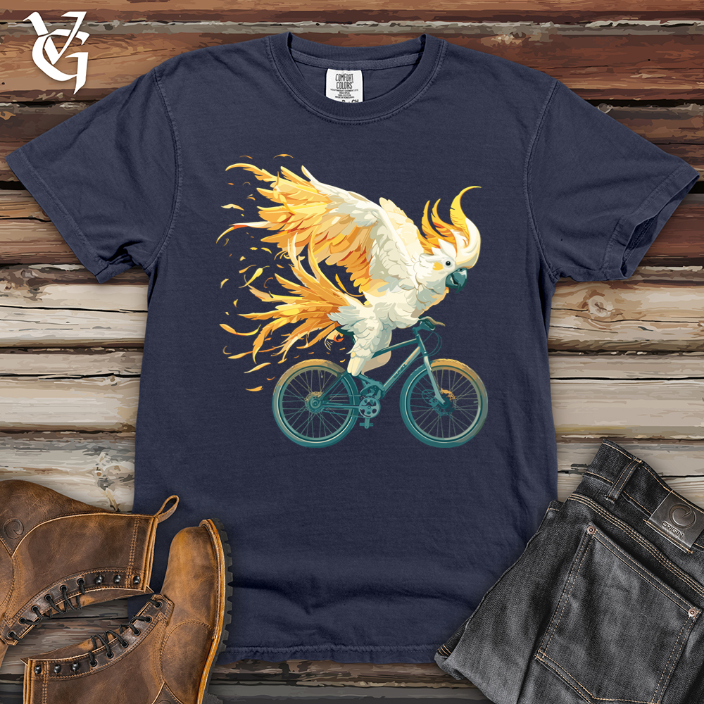 Cockatoo Riding A Bike Heavy Cotton Comfort Colors Tee