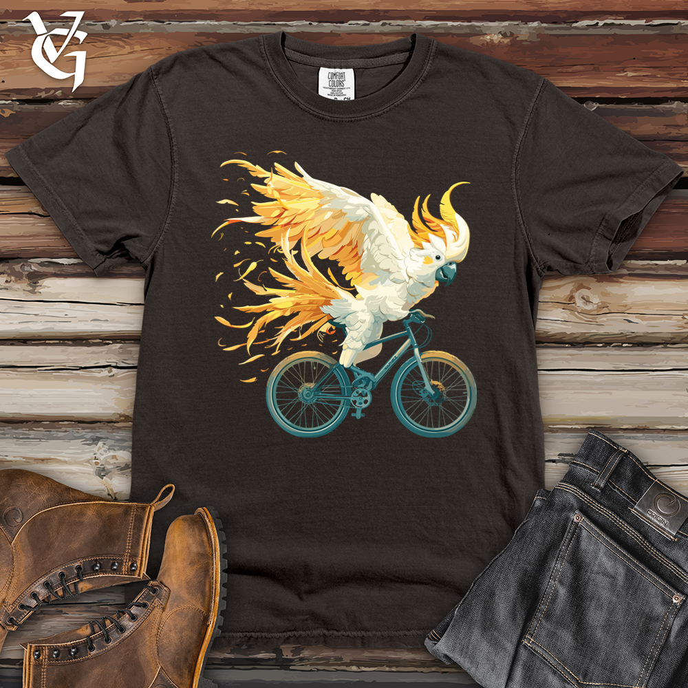 Cockatoo Riding A Bike Heavy Cotton Comfort Colors Tee