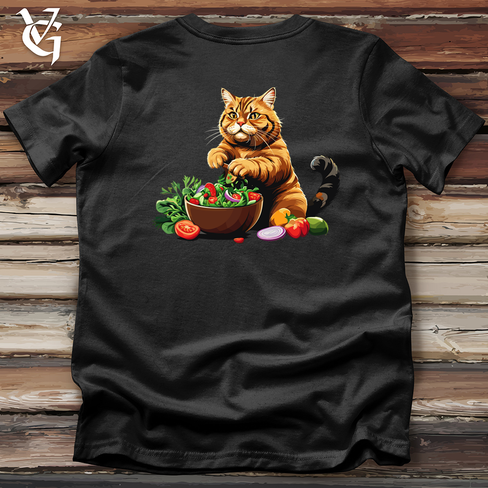 Fat Cat With Salad Cotton Tee