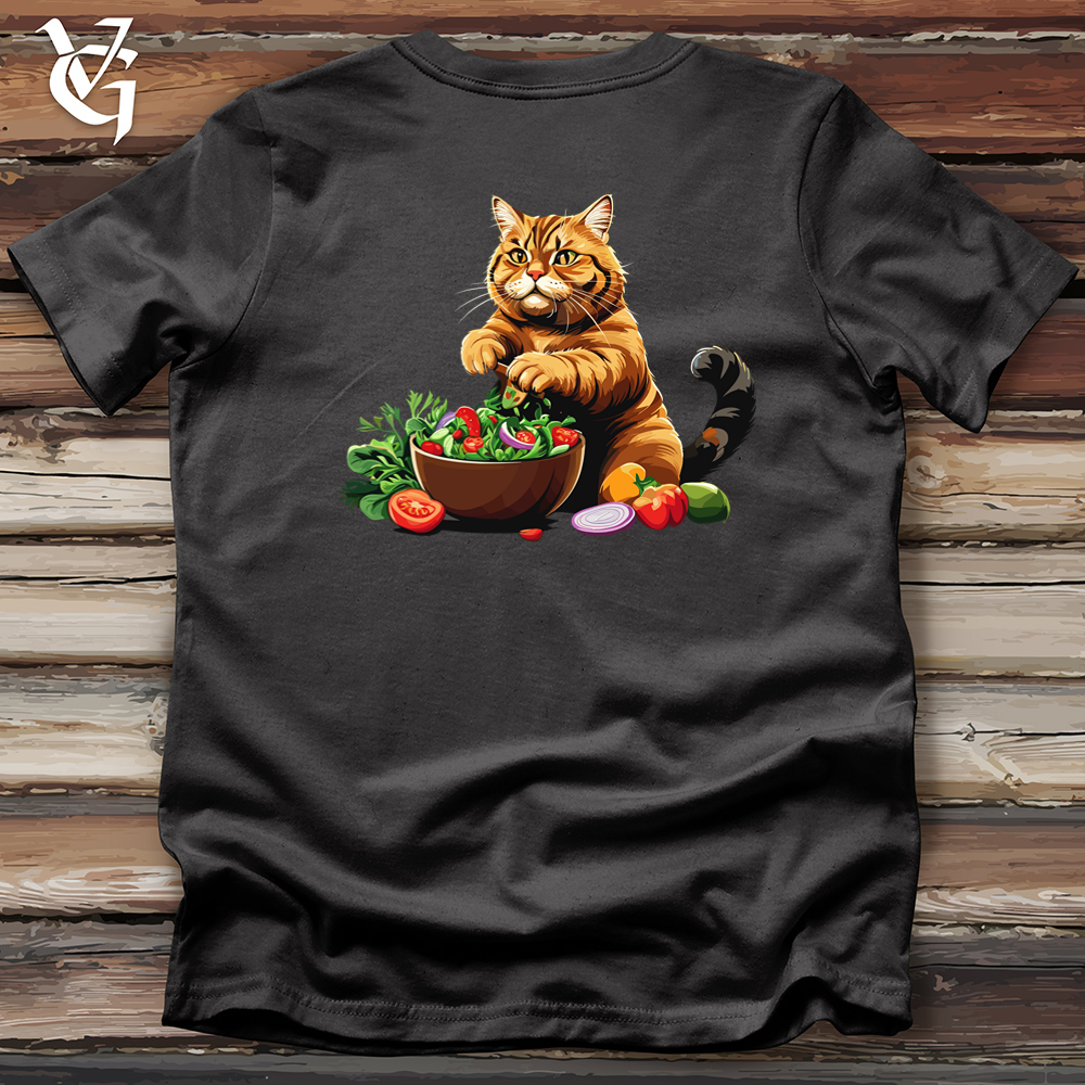 Fat Cat With Salad Cotton Tee