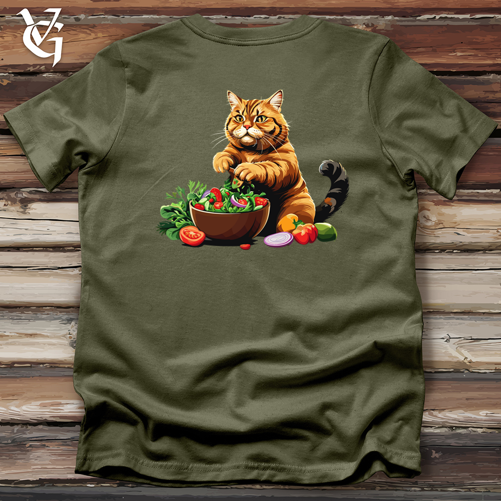 Fat Cat With Salad Cotton Tee