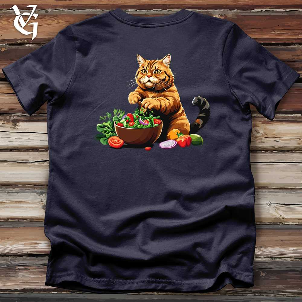 Fat Cat With Salad Cotton Tee