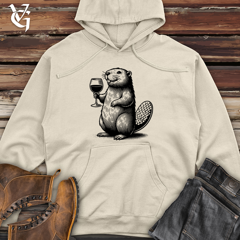 Beaver Drinking Midweight Hooded Sweatshirt