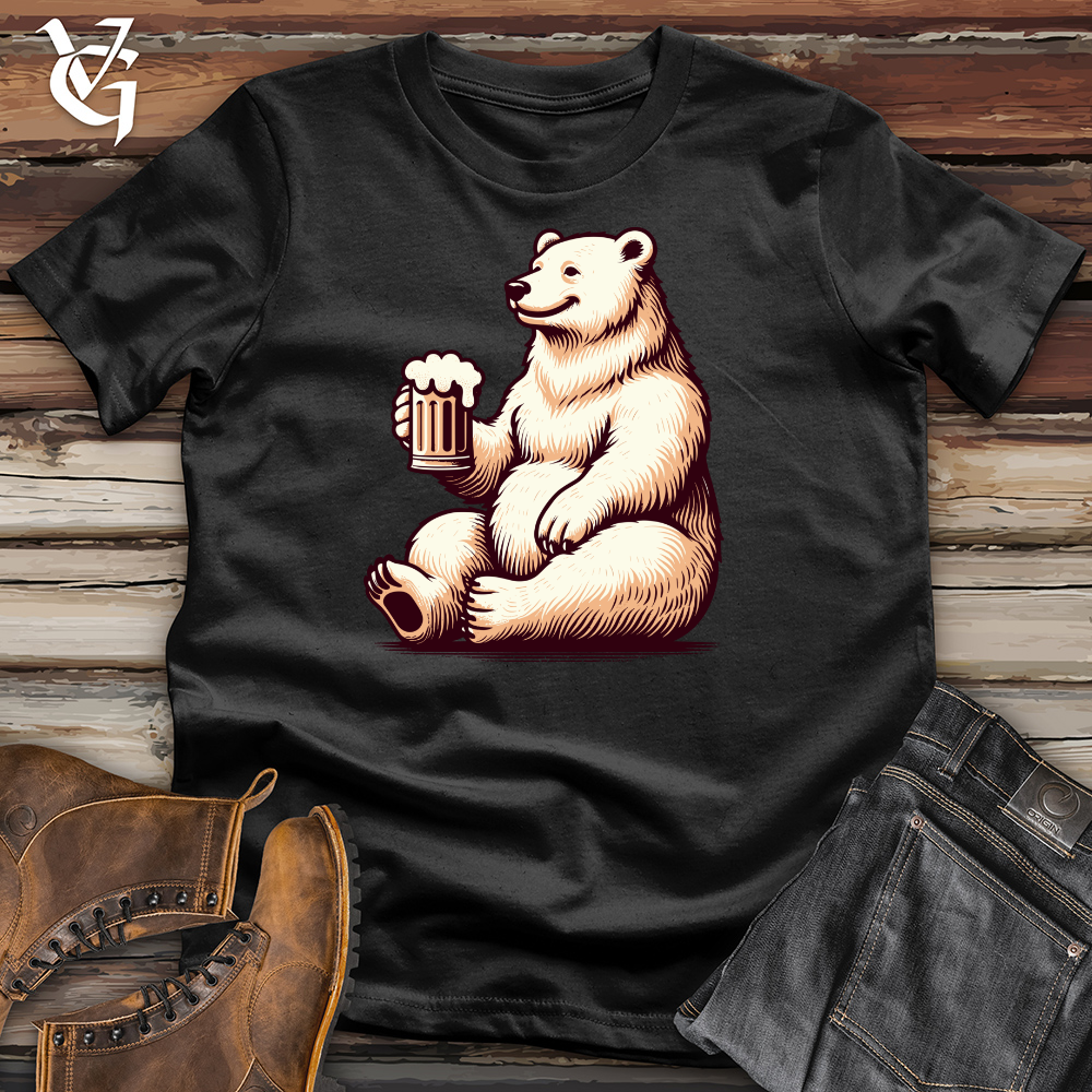 Polar Bear With Mug of Beer Cotton Tee