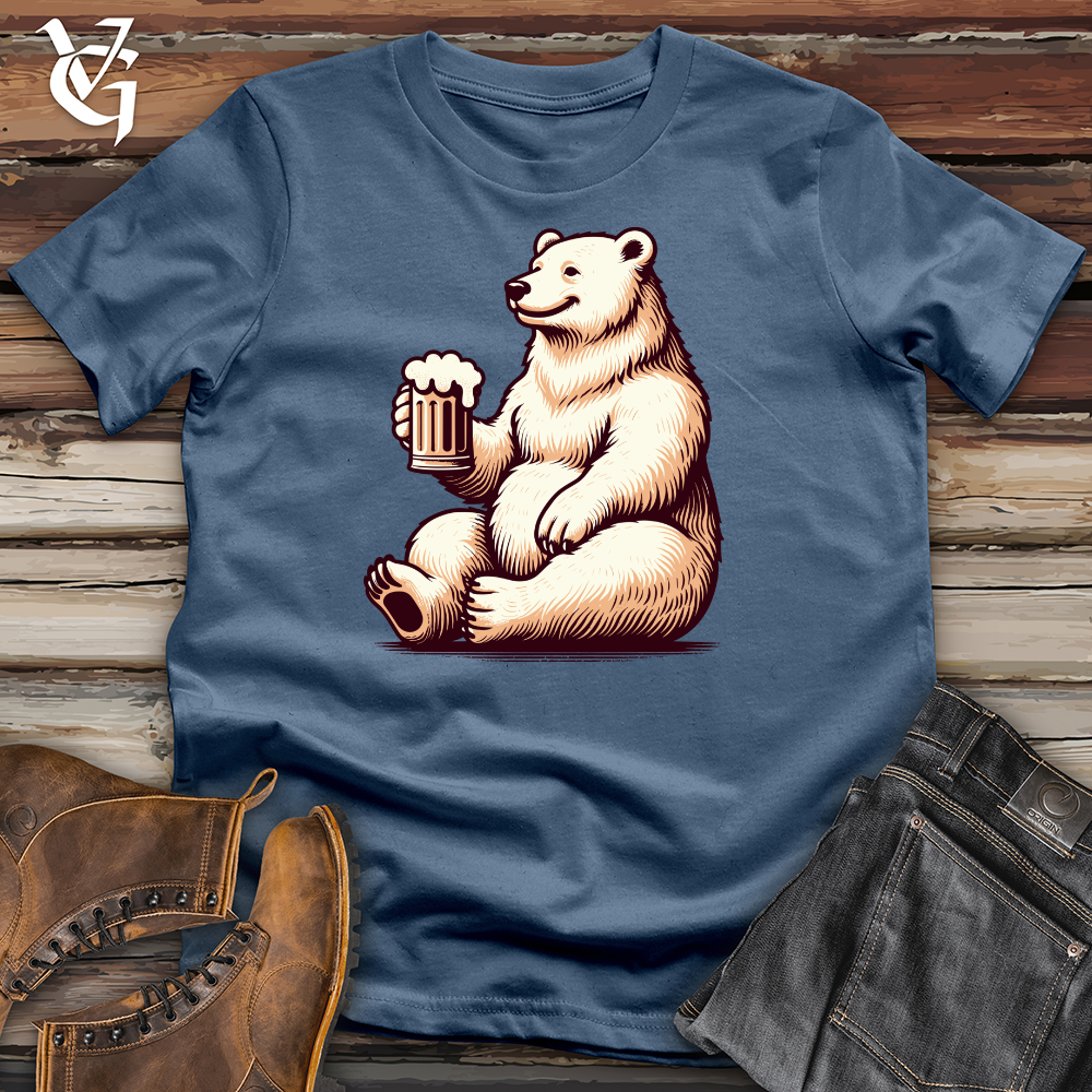 Polar Bear With Mug of Beer Cotton Tee