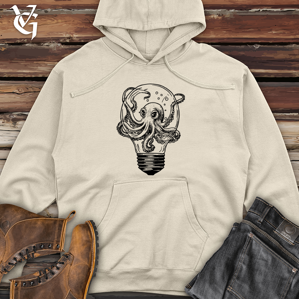Octopus and Lightbulb Midweight Hooded Sweatshirt